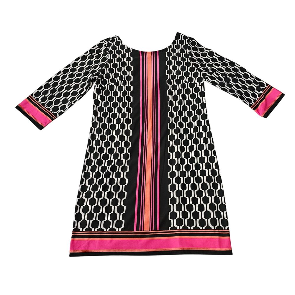 AB Studio Size XL Women's Dress Geometric Print Black, Pink, White